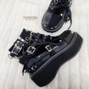 Demonia Black Platform Ankle Boots